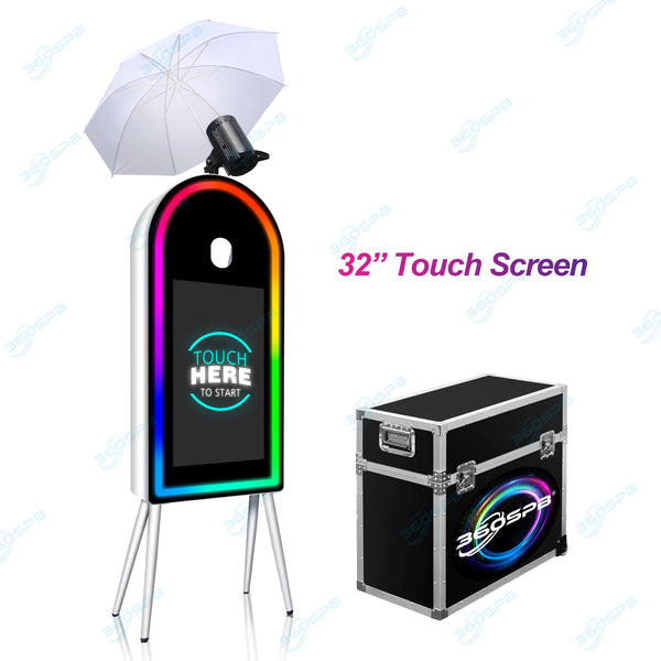 M10A 55" Mirror Photo Booth with Four Legs | Fill Light with Reflective & Soft Light Umbrellas | 360SPB®