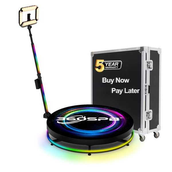 360 Photo Booth For Sale Colorful RGB Light Pole and Square Ring Light For Events Weddings Parties | 360SPB