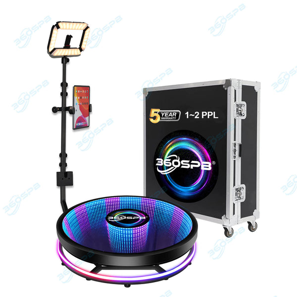 360 Booth LG2B 27" Automatic & Manual Infinite LED Glass 360 Platform With Square Ring Light For Events | 360SPB®