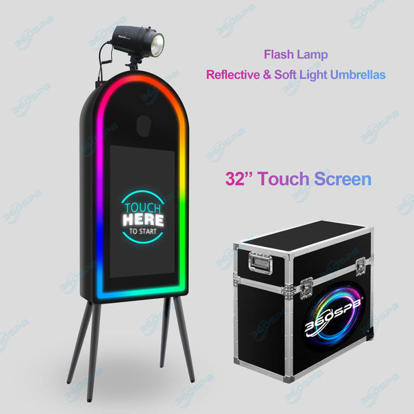 M10B 55" Mirror Photo Booth with Four Legs | Flash Lamp with Reflective & Soft Light Umbrellas | 360SPB®
