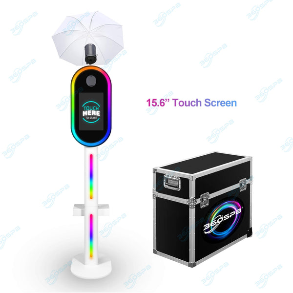 P5A DSLR Photo Booth Machine with 15.6" Touch Screen Fill Light and Reflective & Soft Light Umbrellas | 360SPB®