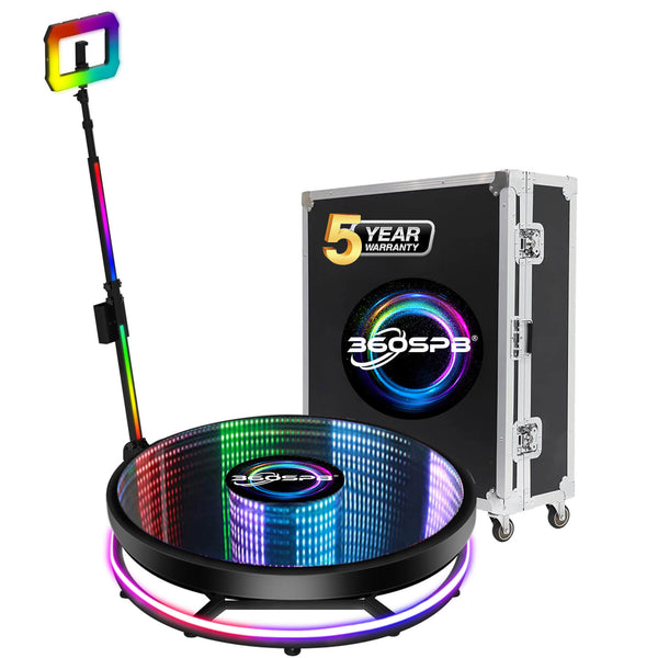 360 Photo Booth Colorful RGB Light Pole and Square Ring Light For and RGB Light Glass Cover For Events Weddings Parties | 360SPB®