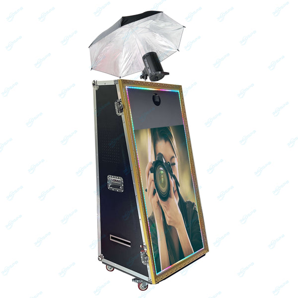 M9A 65" Road Case Mirror Photo Booth Machine | Touch Screen | Fill Light & Soft Light Umbrella | 360SPB<font face="Segoe UI">®</font>