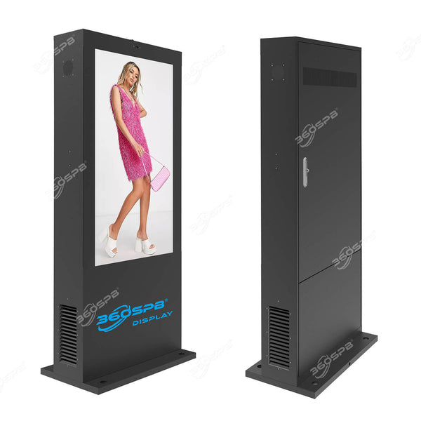 Outdoor Floor Standing Digital Signage OFSC 2000nits LCD Screen, Android 11 OS, Air Conditioning Cooling System, IP65 | 360SPB