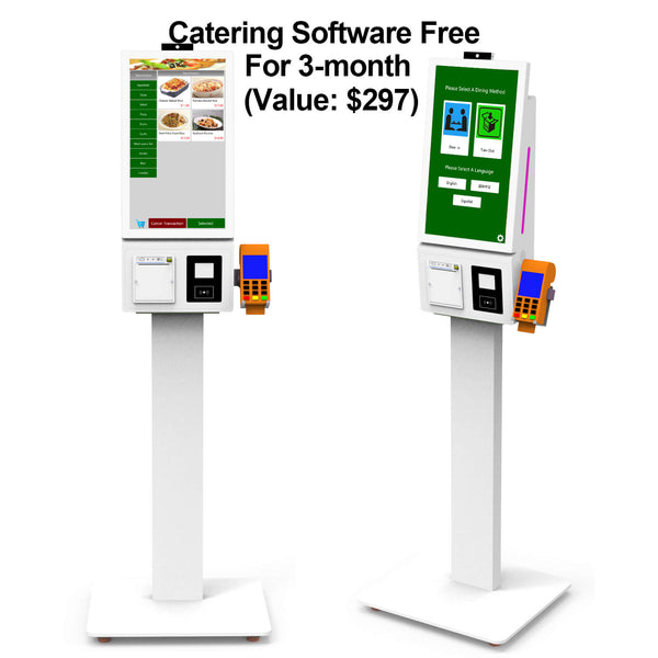 Self-Ordering Kiosk 21.5" Multi-point Touch Screen, SFP21B Floor Standing Self-Ordering & Payment Kiosk, Catering Software Free For 3-Month | 360SPB®